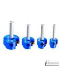 PVC Pipe Reamer Kit Four Piece Socket Saver Tool for 3/4, 1, 1-1/2, 2 inch heads with Allen wrenches, blue reamers