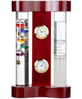 4 in 1 Analog Weather Station for Desk with Galileo Thermometer and FitzRoy Storm Glass, Quartz Clock and Hygrometer