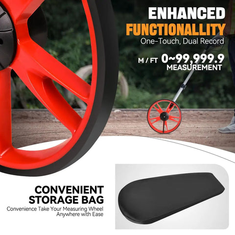 Digital Measuring Wheel With Three Section Foldable Frame And Bright LED Display For Quick Garden Survey And Land Counting Slings Into Compact Backpack Crafted Rock Solid To Track Every Foot Straight Up Accurate For Any Outdoor Gig
