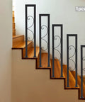 Rock Solid U Shaped Stair Handrail With Polished Stainless Steel Metal Railing and Heavy Duty Base for Indoors and Outdoors with No Hassle Mounting and Curved Edges for Secure Step Support in Any Home Setting on wooden stairs.