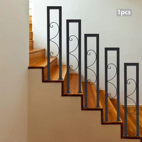 Rock Solid U Shaped Stair Handrail With Polished Stainless Steel Metal Railing and Heavy Duty Base for Indoors and Outdoors with No Hassle Mounting and Curved Edges for Secure Step Support in Any Home Setting on wooden stairs.