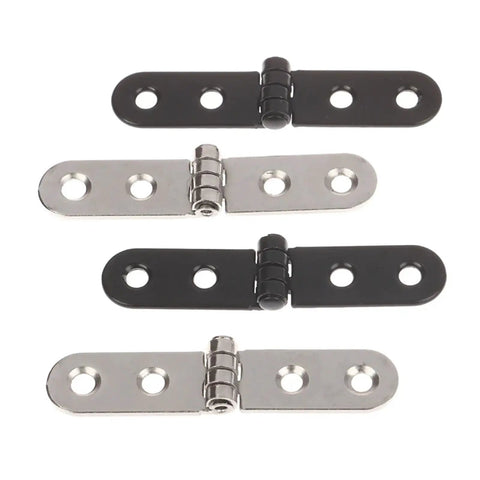 76 By 15 Mm 180 Degree Foldable Iron Hinges for Cabinets Desks and Wooden Boxes, black and silver, pre-drilled holes
