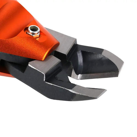 Close-up of High Quality Pneumatic Metal Shear Pliers Head Air Nipper Tool for power cutting steel and plastic sheets.