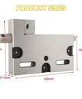 High Precision 4 Jaw Wire Cut EDM Vise In Stainless Steel, 4 Inch Clamp dimensions shown, 100mm clamping range, 3kg load.