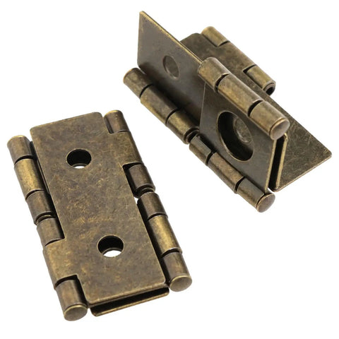 Heavy Duty Bronze Double Action Hinges Eight Pack With Mounting Screws showing two bronze hinges with a smooth finish.