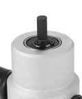 Close-up of Double Head Nibbler for metal cutting, showing adjustable drill attachment for straight and curved cuts.
