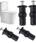 Solid Brass Core Expanding Rubber Screw Bolts For Universal Top Mount Toilet Seats Blind Hole Quick Replacement Hardware Kit Four Piece Set with black rubber and stainless steel components.