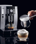 Barista-Grade Automatic Espresso Machine With 15 Bar Pressure, Built-In Grinder, and milk frother in use