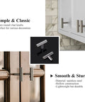 Brushed Nickel 5 Pack Single Hole Cabinet Knobs And Stainless Steel T Bar Handles Set on kitchen and dresser drawers