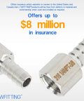 Premium 316 Stainless Steel Barb Coupler 3/8 In Hose Id With 1/4 In Female Npt Thread Fitting shown from two angles.