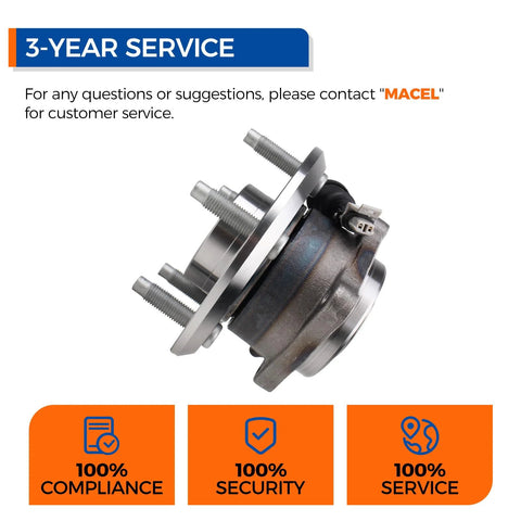 Side view of Rear Wheel Hub And Bearing Assembly 512358 For 2007 2009 Pontiac Torrent, 2012 2015 Chevy Captiva Sport with ABS, 5 Lug