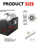 4 Inch V Groove Slide Gate Wheel With Dual Sealed Bearings Supports Up To 3000 Lbs Weld On Bracket Box For Sliding Rolling V Inverted Track Gates For Heavy Duty Commercial And Residential Use, shown with dimensions