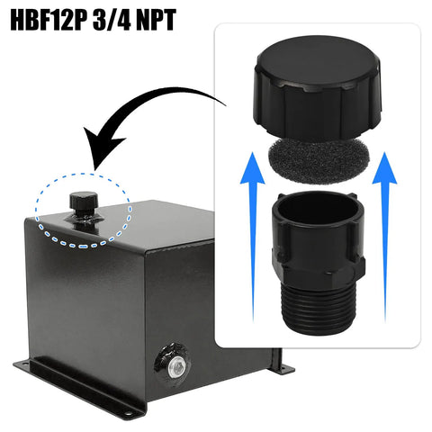 3/4 NPT Hydraulic Breather Cap Poly Vent Cap for hydraulic tanks black plastic with thread and vent seal visible