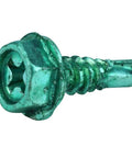 Top Shelf 1/2 Inch Number Ten Self Tapping Screws Box Of 100 with green rust resistant finish showing head and thread detail.