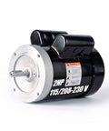 Rock Solid Two Horsepower Farm Duty Electric Motor 1725 Rpm Ac Pump Motor 115 208 230 Volt Nema 56c C Face Mount close-up view showing shaft and details.