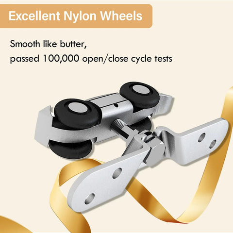 Excellent nylon wheels for 6Ft Double Sliding Barn Door Hardware With Heavy Duty Aluminum Track And Rustproof Silver Finish.