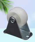 PP Caster Wheels 12 Pcs White Inch for Office Furniture and Carts, close-up of heavy-duty plastic wheel on metal bracket.