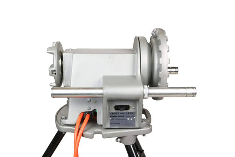 Heavy Duty Pipe Threading Power Drive And Stand Compatible With Ridgid 41855 42360 showing motor and controls, 115V, 38 RPM, electric.