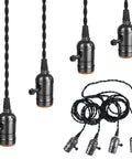 Plug In Pendant Light Kit With 1 To 4 E26 E27 Sockets Industrial Hanging Light With Individual Rotary Switches shown uninstalled
