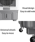 Portable Evaporative Air Cooler With Ice Packs And Water Tank, Three In One Swamp Cooling Unit For Room Or Office, Whisper Quiet Design Keeps You Fresh While You Crush The Summer Heat, showing easy add water feature and universal wheels.
