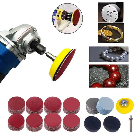 Pro Grade 2 Inch Sanding Discs Kit With Hook And Loop Backing Pad And One Quarter Inch Shank, 300 Pcs shown with assorted discs