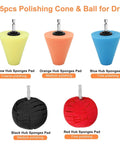 Six Piece Car Wheel Polishing Kit With Foam Cones And Balls One Quarter Inch Hex Extension Holder