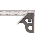 Heavy Duty Steel Combination Square With Square Head, 4 Inch Blade, Cast Iron Heads, Reversible Lock Bolt, 4R Graduation 8ths 16ths 32nds 64ths