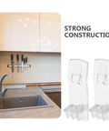 50 Pack Self Locking Shelf Pegs For Cabinets And Shelves, White Plastic Pins next to kitchen cabinets with knife rack