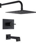 Dope Matte Black Shower Fixture Set With 12 Inch Shower Head Tub Spout And Single Handle Valve Included Easy Temperature Control