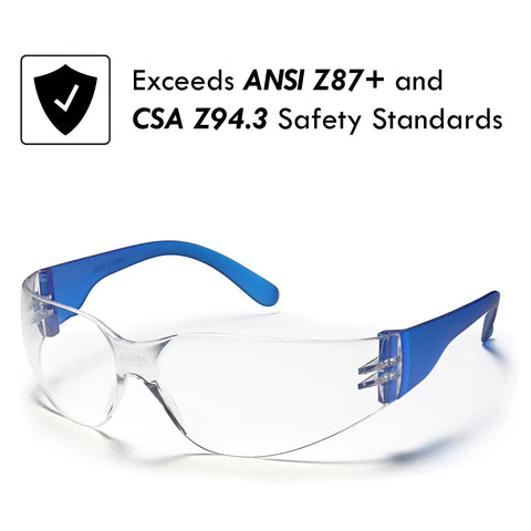 12 Pack ANSI Z87 Plus Safety Glasses With Clear Lenses For Men And Women, UV Eye Protection, CSA Z94.3 Certified Protective Eyewear Goggles