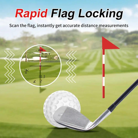 Go To Golf Rangefinder With Slope, Flag Lock Vibration, And Rechargeable Battery demonstrating rapid flag locking feature on course