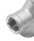 Close-up of stainless steel Beduan Tee 3/4 NPT Female Y Shaped 3 Way Cast Pipe Fitting, showing threaded connection.
