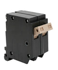 Slick Heavy Duty 2 Pole 50 Amp Circuit Breaker Replacement For Home Load Center Panels, black with beige toggle switch.