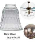 Clear Hammered Bell Glass Shade For Ceiling Fans Replacement Glass Globes Light Covers Two And One Eighth Inch Fitter Pack Of Four