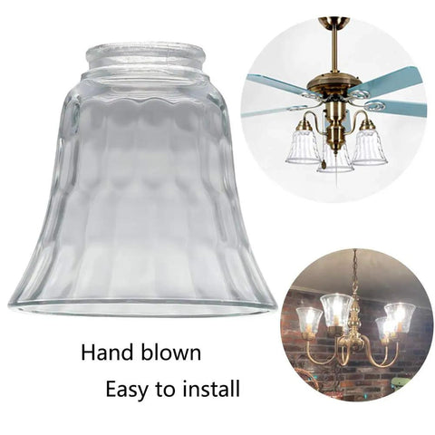 Clear Hammered Bell Glass Shade For Ceiling Fans Replacement Glass Globes Light Covers Two And One Eighth Inch Fitter Pack Of Four