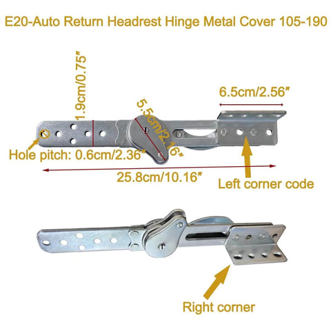 Concealed Hinge Recliner Gear Adjustment Hardware with dimensions for folding sofa beds and lounge chairs