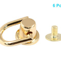 Gold D Ring Stud Screws Set Of 6 Ball Head Buttons For Leather Craft DIYers And Sewing Enthusiasts Everywhere Perfect For DIY Projects And Crafting Hardware gold zinc alloy, 6 pcs