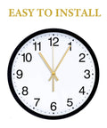 Wall clock with gold metal hands indicating easy installation, showcasing the Metal Clock Hands Replacement Kit 10 Sets Handy DIY Wall Clock Hands.