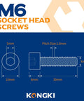 Dead Solid M6 X 30mm Socket Head Cap Screws With Full Threads And Allen Drive showing dimensions and features for heavy duty fastening.