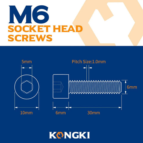 Dead Solid M6 X 30mm Socket Head Cap Screws With Full Threads And Allen Drive showing dimensions and features for heavy duty fastening.