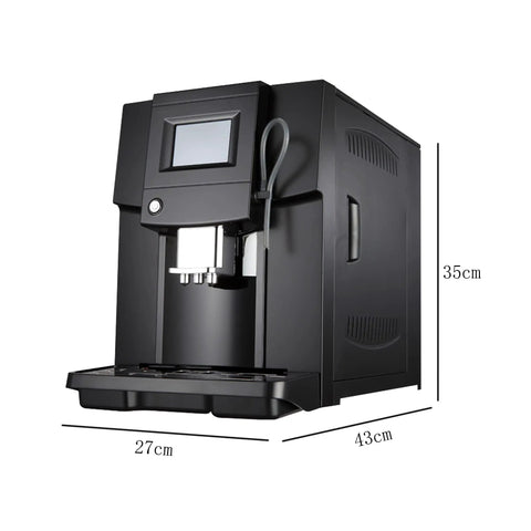 Automatic Bean to Cup Coffee Machine Brewing Smooth Espresso in Thirty Seconds With Zero Fuss, sleek black design with touchscreen.