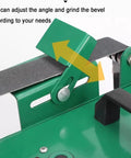 Adjustable angle feature of the Robust 1850 Watt Dual Head Bench Grinder And Belt Sander Station for precise grinding.