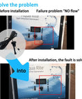Diagram showing before and after installation of Upgraded GLX FLO RP Pool Flow Switch for Hayward Goldline and Aquarite Salt Systems.
