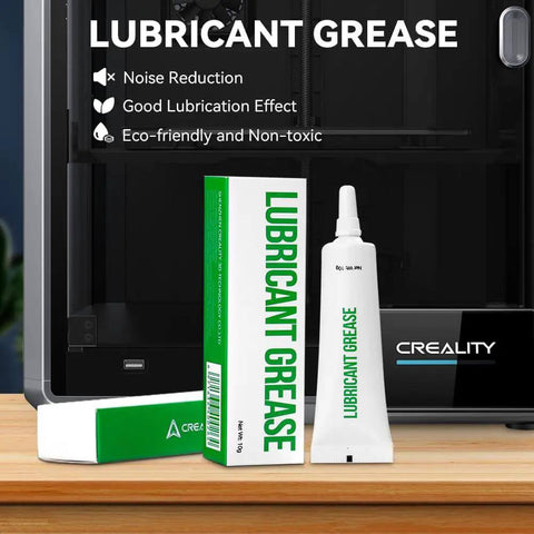 Lubricant Grease for Ender 3 Series 3D Printers shown with packaging; boosts heat transfer, reduces noise, and keeps printer moving smoothly
