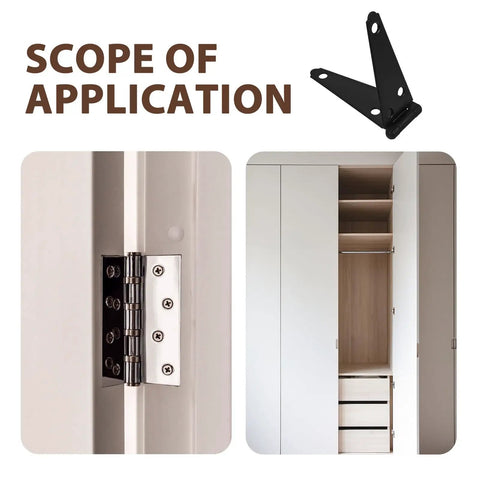 Heavy Duty Galvanized Iron Strap Hinges With Screws For Yard Gates And Barn Doors highlighted in cabinet application view