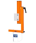 Vertical Band Saw Guard for 15 Inch Plus Saws with 7 Inch Lexan Shield, OSHA and ANSI Compliant, orange frame, side view