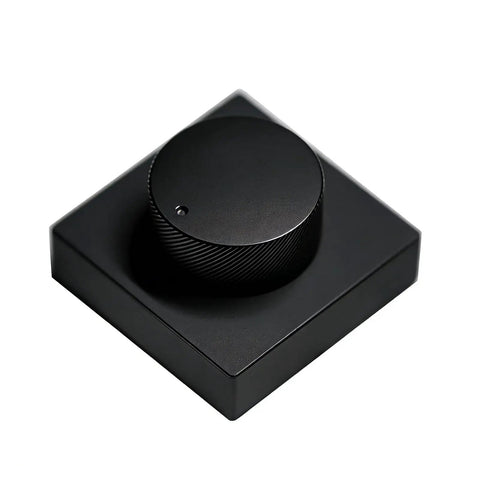 Desktop USB Volume Knob Switcher With Aluminum Body, Quiet Rotation For Undisturbed Use, Plug And Play PC Accessory For Gaming, Streaming, And Office, Precise Sound Control, Dope Gift For Keyboard And Audio Enthusiasts, black angled top view