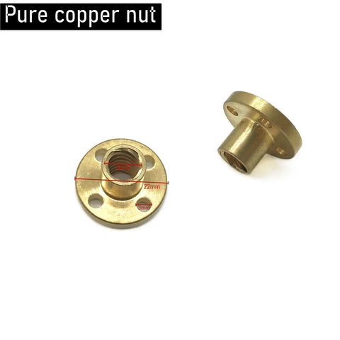 Pure copper nut for Two Pack TR8x8 Lead Screw 350mm With Copper Nut Acme Thread 2mm Pitch 4 Starts 8mm Lead