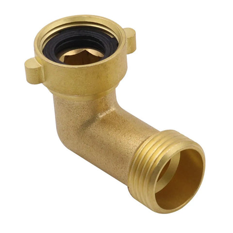 Garden Hose Elbow 90 Degree Solid Brass Quick Adapter For Irrigation And Watering Heavy Duty Connector Keeps Your Hose From Twisting And Leaking Beefy Brass Fittings For Home Garden Supply.