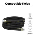 Anti Static Fuel Transfer Hose 12 Feet Long 1 Inch ID With 1 Inch NPT Male Ends Nitrile Construction for diesel, gasoline, kerosene